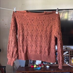 Harper Brown Boxy Open Knit Sweater Size Small